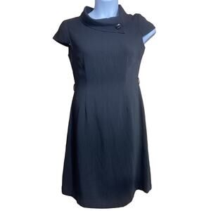 Tahari Arthur S. Levine black pinstripe short sleeve dress with cute collar Sz 6